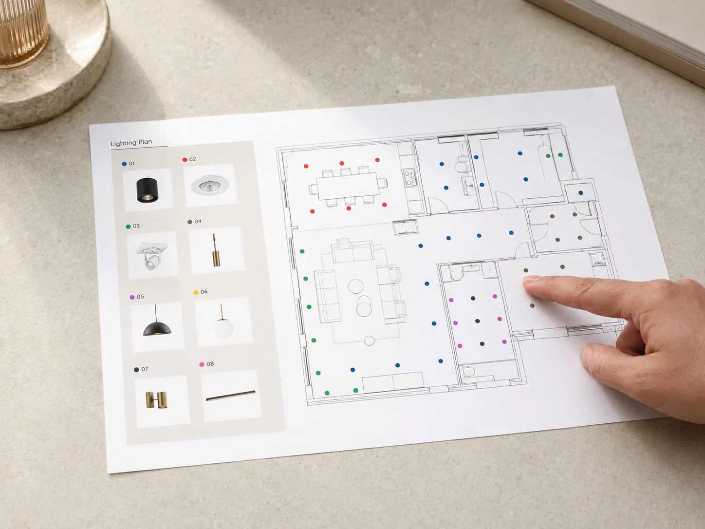 Interieur met een uitgevoerd lichtplan